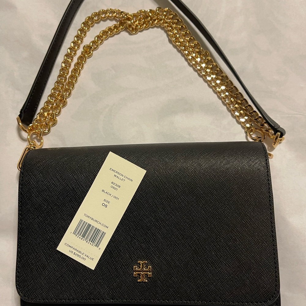Tory Burch Black Emerson Chain Wallet - NWT